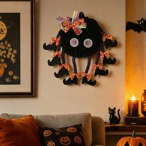 Halloween Spinnenkranz Tür hängen Dekoration Stoff Festival Party Gruseliges Heimwanddekor