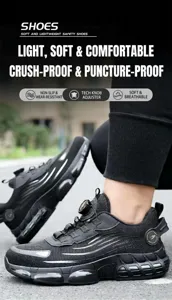 Zapatos de seguridad transpirables para hombre con puntera de acero antideslizantes de trabajo