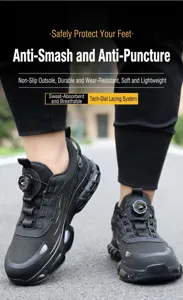 Zapatos de seguridad transpirables para hombre anti-impacto con hebilla giratoria.