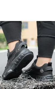 Zapatos de seguridad transpirables detalle, puntera de acero calzado de trabajo.
