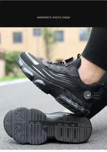 Hombres zapatos de seguridad transpirables anti-pinchazos cojin de aire con detalle