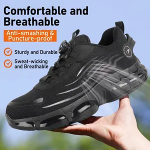 Zapatos de seguridad transpirables para hombres con camara de aire y practico cierre rotativo
