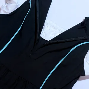Children Bavarian dirndl dress detail Oktoberfest costume back zipper with blue trim