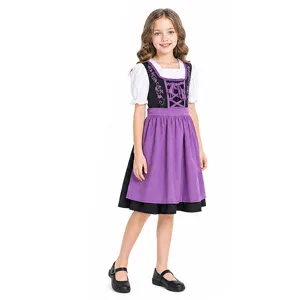 Children Bavarian traditional Dirndl dress German Oktoberfest maid costume outfit