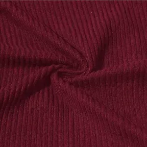 Close-up detail view of dark red ribbed knitted fabric texture for women's apparel.