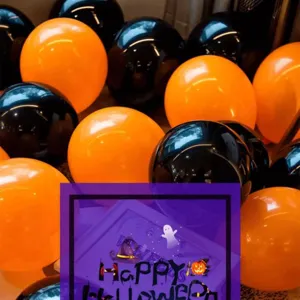 Thickened orange and black balloons for Halloween party, birthday celebration, and store events.