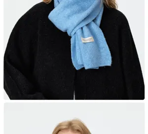 Autunno inverno sciarpa in maglia tinta unita dettaglio, morbido caldo accogliente lungo collo.