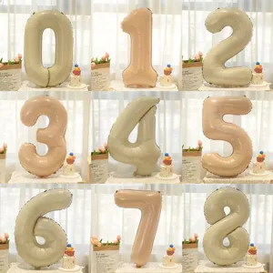 Caramel Cream Number Foil Balloon Mylar Balloons For Kids First Birthday Party Decoration Baby Shower Celebration Supplies