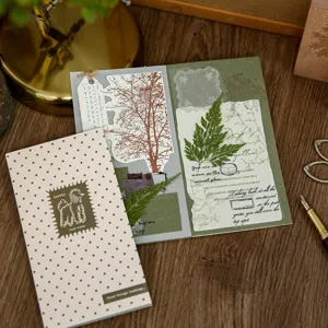 Retro stijl dagboek notitieboek set met speciaal papier, botanische kant pagina's en chic DIY ontwerp.
