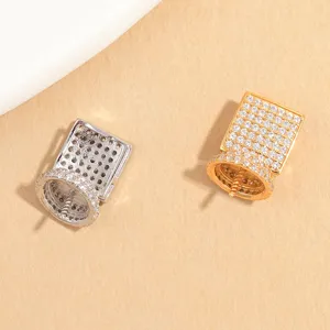 Connettore pendente quadrato in argento sterling micropave zirconia per creazione gioielli