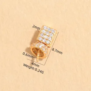 Ciondolo quadrato in argento S925 zircone pavé maglia accessorio gioiello DIY dettaglio