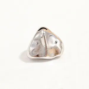 S925 silver irregular triangle spacer bead, handmade DIY jewelry accessory detail view.
