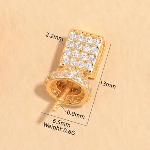 Argento Sterling S925 Micro Pave Zircone Quadrato Pendente Cauzione Fai Da Te Componente