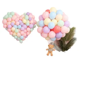 Macaron latex balloon arch kit with heart shape and cute teddy bear for birthday wedding party