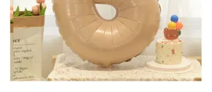 Caramel cream number balloon for baby first birthday party and 100-day celebration decor.