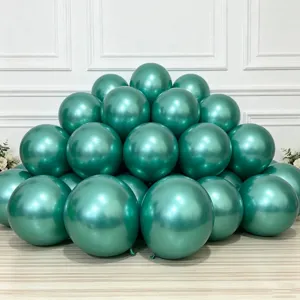 Lot de ballons verts métalliques, ballons en latex épais pour décoration de fête d'anniversaire.