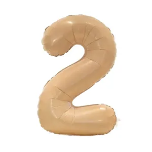 Caramel cream number 2 foil balloon for baby birthday party celebration decoration items