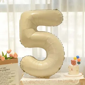 Caramel cream foil number 5 balloon for baby birthday party celebration decoration display