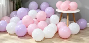 Thickened latex balloons set in pink purple white, perfect for party and event decorations.