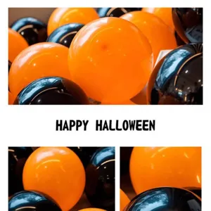 Thickened orange and black glossy balloons for Halloween party and holiday scene decoration details