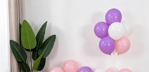 Thickened latex balloons set in purple white and pink, perfect for romantic party and hotel decor.