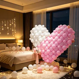 Kit de globos de corazon degradado rosa blanco arco decoracion romantica fiesta
