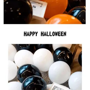 Thickened black white orange balloons set for Halloween party decor and festive scene layout