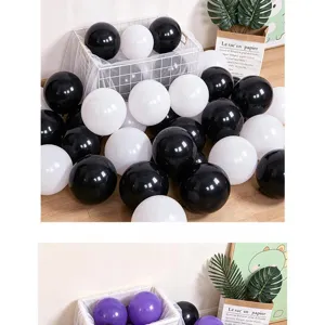Thick latex balloons set in black, white and purple for party and event decoration.
