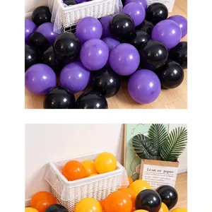 Thickened orange purple black balloons set for Halloween birthday party and event decoration setup.