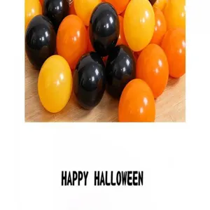 Halloween black and orange balloon decoration set for spooky party scene setup details.