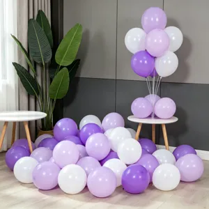 Thickened Purple White Pink Latex Balloons Set 10 Inch Round Macaron Balloons For Birthday Wedding Party Venue Decoration