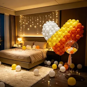 Set de decoracion de globos de corazon 3D degradado para fiesta de habitacion de hotel