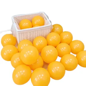 Yellow latex balloons set for birthday party decorations and festive event scene layout.