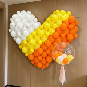 Macaron 3D heart balloon decoration set for birthday, wedding party and romantic proposal backdrop.