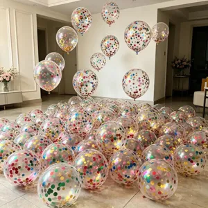 12 inch colorful latex confetti balloons clear transparent party decoration photo props.