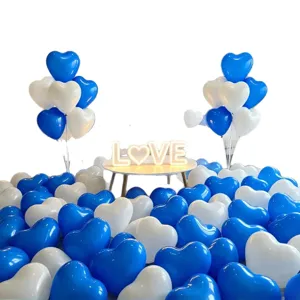 Blauw wit hart ballonen set voor verjaardag bruiloft romantische feest decoratie benodigdheden.