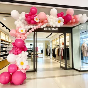 Balloon arch decoration kit for store opening party anniversary celebration pink white