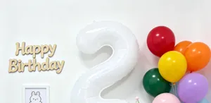 40 inch white number 2 foil balloon with colorful latex balloons birthday party decoration