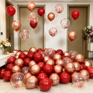 Thickened double-layer red wedding balloons romantic proposal room party scene decor set.
