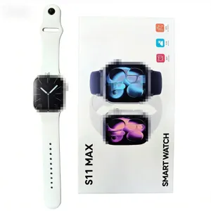 S11 MAX Smart Watch Square Touch Screen Sports Fitness Tracker with White Silicone Strap