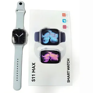 S11 MAX smart watch with square touch screen and grey silicone band for sports fitness.