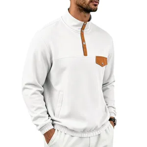 Sudadera hombre otoño invierno cuello alto color contraste top estilo casual nuevo.