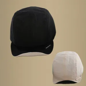 Detailed view of lightweight quick-drying foldable kids baseball cap with soft short brim.