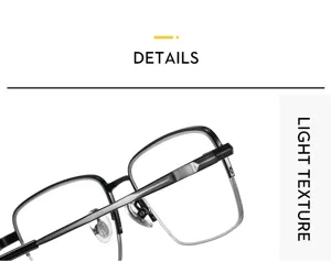Detailansicht des quadratischen Metall-Blaulichtfilter-Brillengestells, elegantes Design.