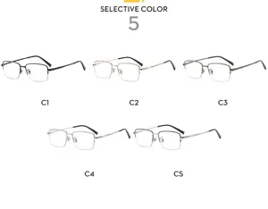 Klassische quadratische Blaulichtfilter Brille mit stilvollem Metallhalbrahmen für den Beruf.