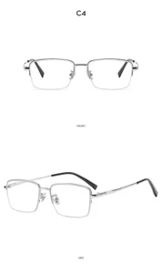 Klassische silberne Metall-Rechteckfassung Blaulichtblockierende Brille für Business Pendler.