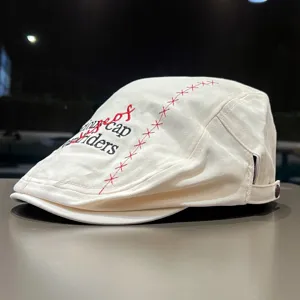 Stylish children cotton flat cap with red embroidery detail, perfect for spring and autumn wear.