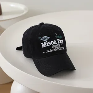 Retro embroidered letter baseball cap, unisex soft top sun hat for spring and summer.