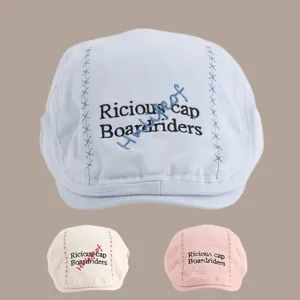 Kids Adults Cotton Beret Hat Letter Embroidery Casual Soft Brim Stylish Berets Cap For Boys Girls Men Women Spring Autumn