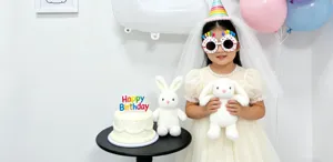 Birthday party decoration plush rabbit toy set for kids celebration photo props and cake decor